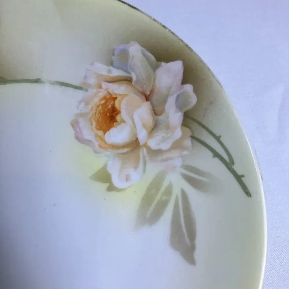 RS Tillowitz Silesia Gold Rim Cabinet Plate Hand Painted Roses Antique 8.25”